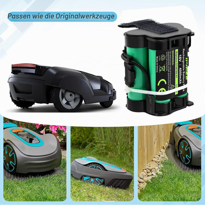 iPrize 18V 4000mAh Li-ion Ersatzakku Kompatibel mit Gardena Mähroboter R38Li R40Li R45Li R50Li R70Li