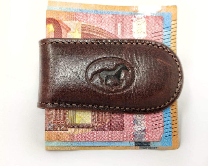 Mauro Pelletteria Magnetische Geldklammer aus Leder - Italienisches Premium-Handwerk Banknotenclip (