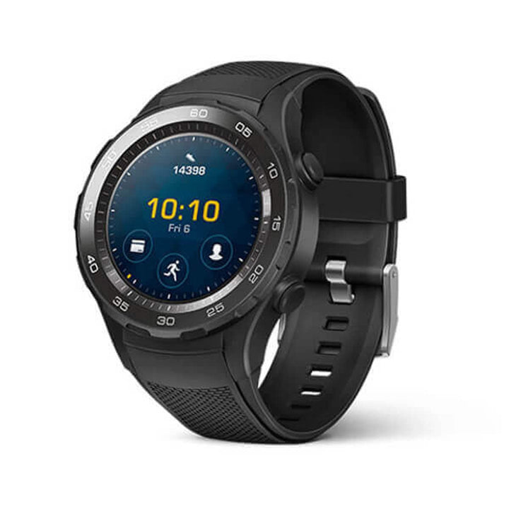 HUAWEI Watch 2 (Bluetooth) Smartwatch mit schwarzem Sportarmband (NFC, Bluetooth, WLAN, Android Wear