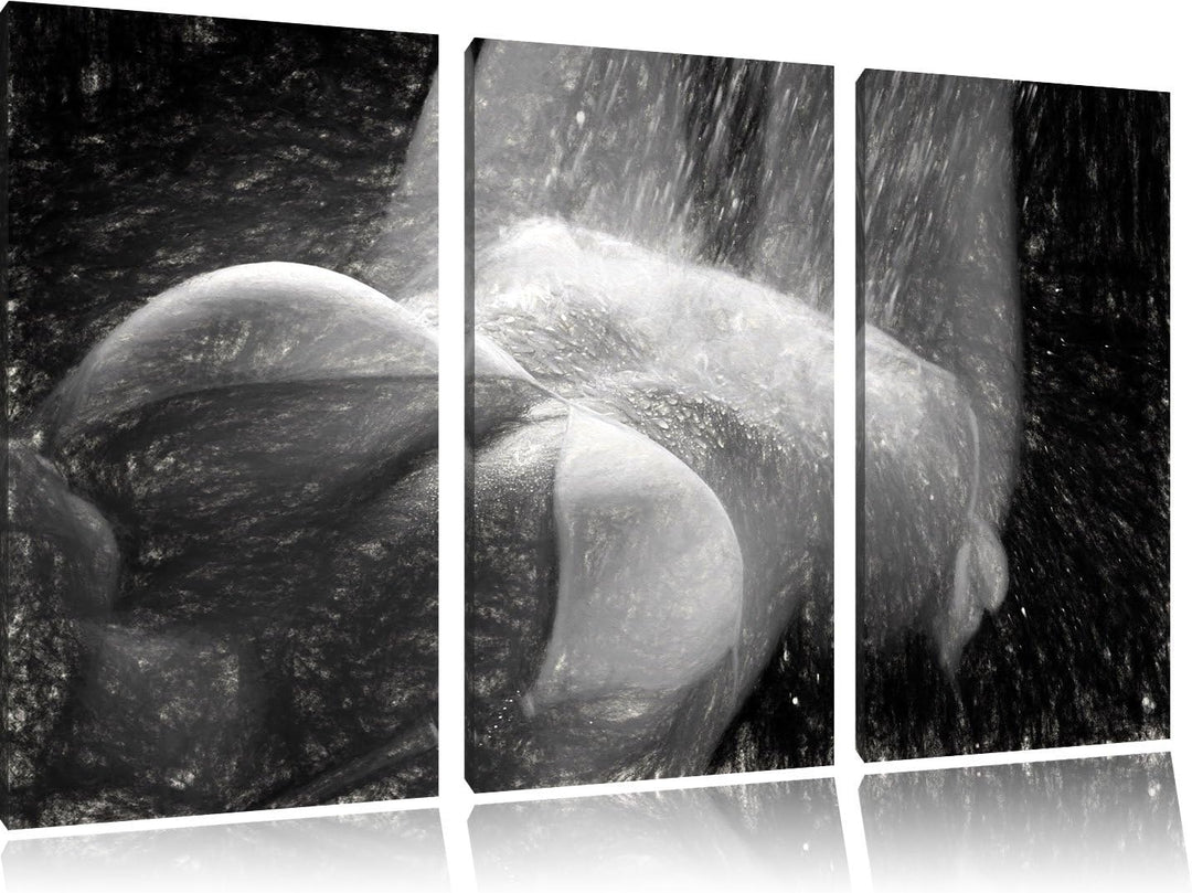 Pixxprint Frau im Bikini unter Einer Dusche als Leinwandbild/Grösse: 3 Teilig (120x80) cm/Wandbild/K