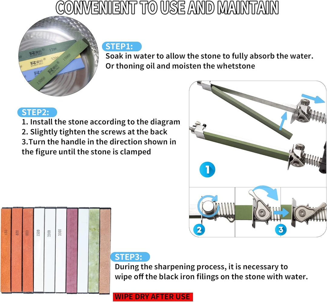 CWOVRS Messerschärfer-Set, 6 hochwertige Keramik-Schärfsteine + 3 Wasser-Schärfsteine mit strapazier