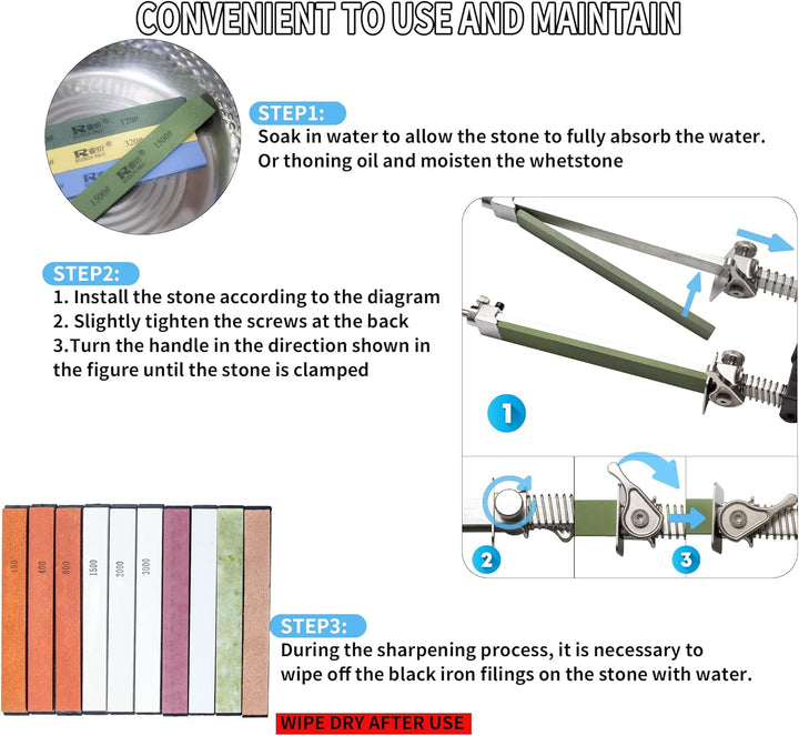 CWOVRS Messerschärfer-Set, 6 hochwertige Keramik-Schärfsteine + 3 Wasser-Schärfsteine mit strapazier
