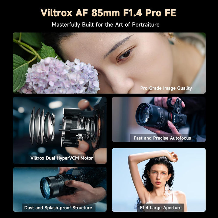 VILTROX AF 85mm F1.4 Pro FE Vollformatobjektiv für Sony E-Mount, 85mm f/1.4 Autofokus-Portrait-Prime
