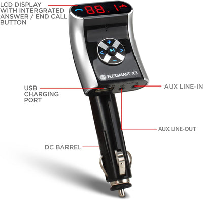 GOgroove FlexSMART X3 Mini-Bluetooth-FM-Transmitter für Autoradio – Aufladen über USB, Freisprechen