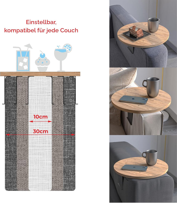 Couch-Tablett Armlehne, Einstellbarer Sofa-Tablett, Getränkehalter, spezielles Design praktischer Me