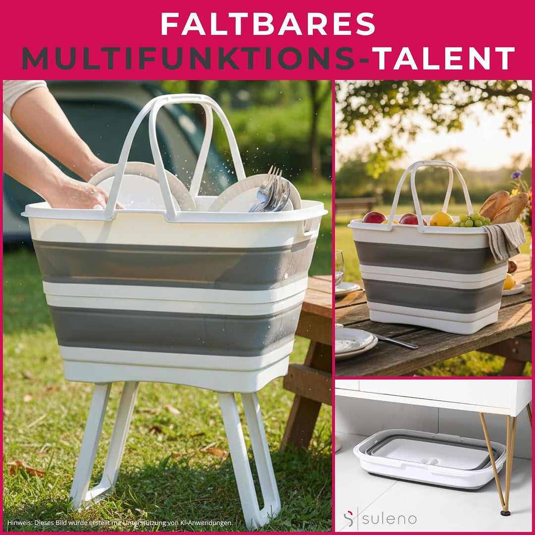 Faltbare Multifunktions-Waschwanne mit Ablauf – 26 L, wasserdicht &amp; platzsparend – Wäschekorb faltba