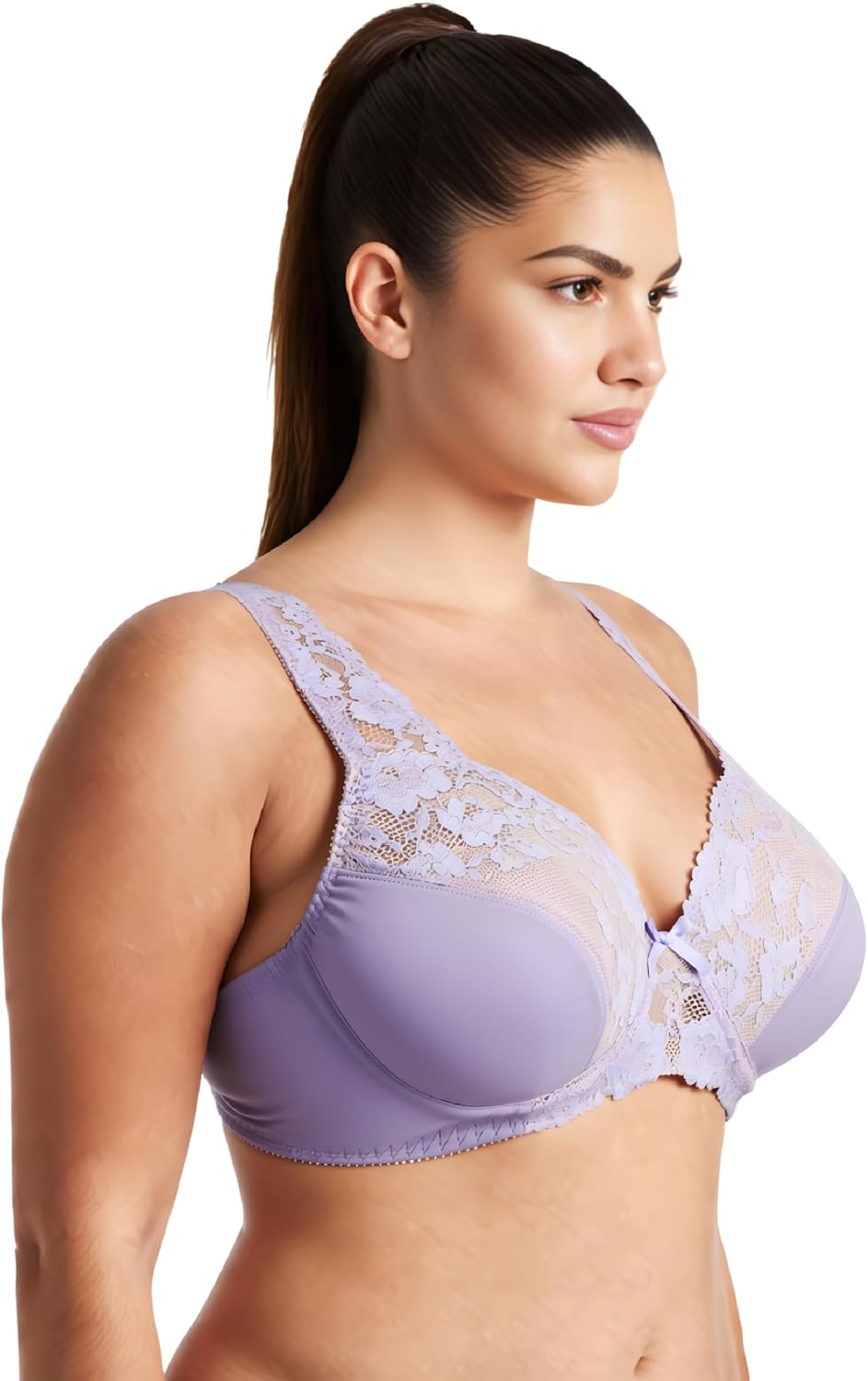 Curve Muse Damen Minimizer BH Ungefüttert Bügel Spitzenstickerei - 2er Pack 75C Lavendel, Grau(2er P