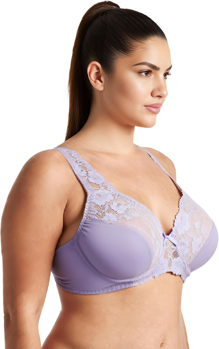 Curve Muse Damen Minimizer BH Ungefüttert Bügel Spitzenstickerei - 2er Pack 75C Lavendel, Grau(2er P