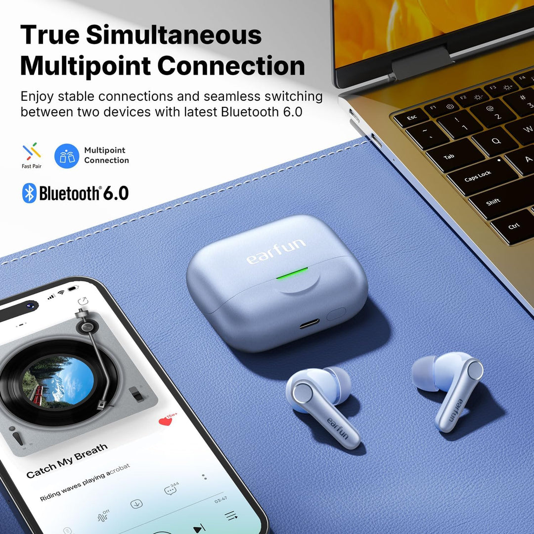 EarFun Air Pro 4+ Bluetooth Kopfhörer mit Noise Cancelling, Hybrid-Treibersystem, Hi-Res Audio, aptX