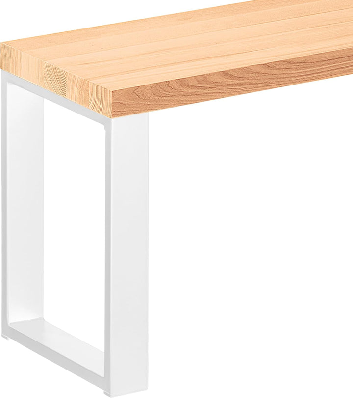 LAMO Manufaktur Sitzbank Esszimmer Holzbank 30x60x47 cm, Möbelfüsse Simple Weiss/Natur, LSB-01-A-002