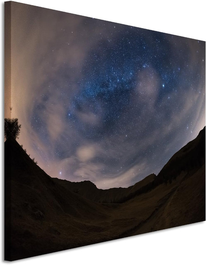 Paul Sinus Art XXL Fotoleinwand 120x80cm Landschaftsfotografie – Milchstrasse über den Alpen auf Lei