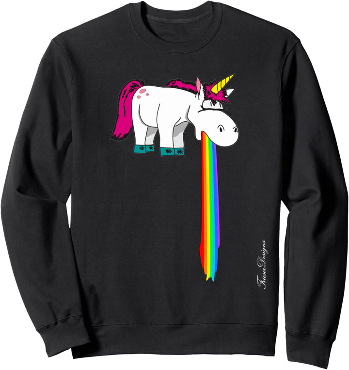 Süsses Einhorn kotzt im Strahl Regenbogen ein Lustiges Sweatshirt