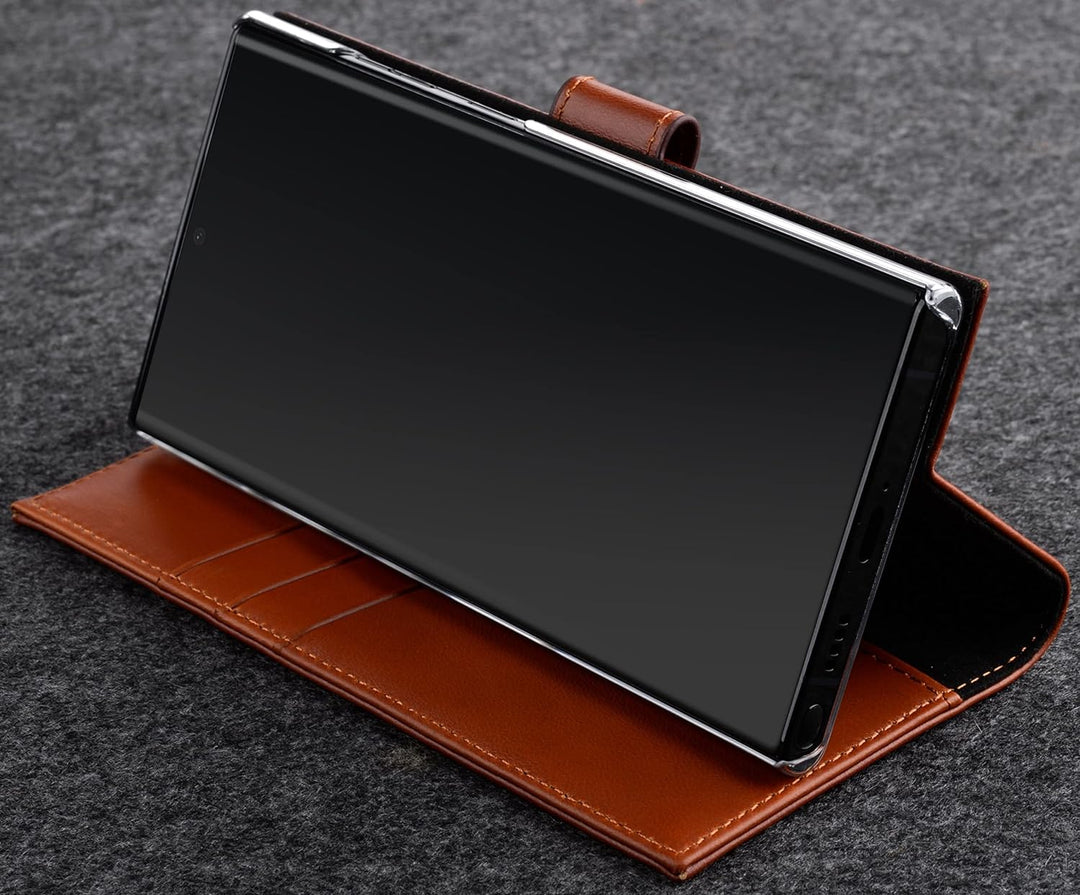 STILGUT Talis kompatibel mit Samsung Galaxy S22 Ultra Hülle mit Kartenfach aus Leder, Wallet Case, L