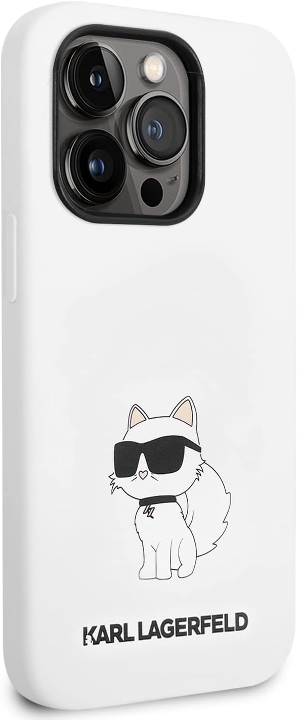 KARL LAGERFELD KLHCP14LSNCHBCH Hülle für iPhone 14 Pro 6,1" hardcase Weiss Silico