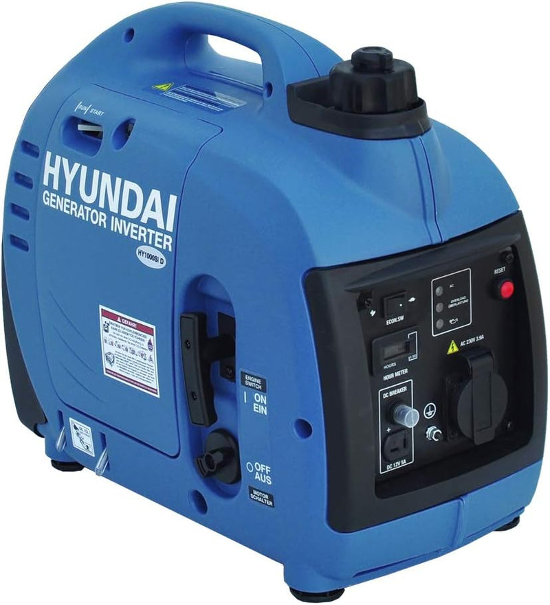 HYUNDAI Inverter Stromgenerator HY1000Si D, mobiler Notstrom-Generator, Notstromaggregat, 1 kW Strom