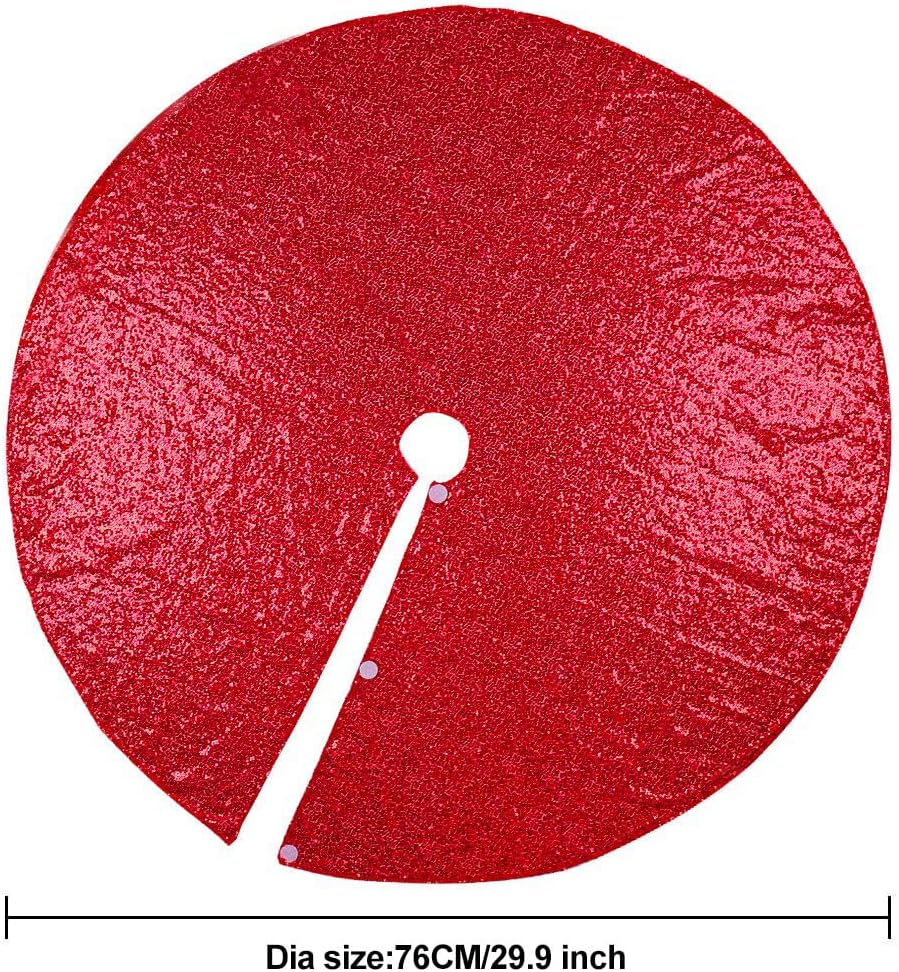 Micoden Weihnachtsbaum Decke,76CM Luxus Baumrock Glitzer Pailletten Weihnachtsbaum Rock Matte Doppel