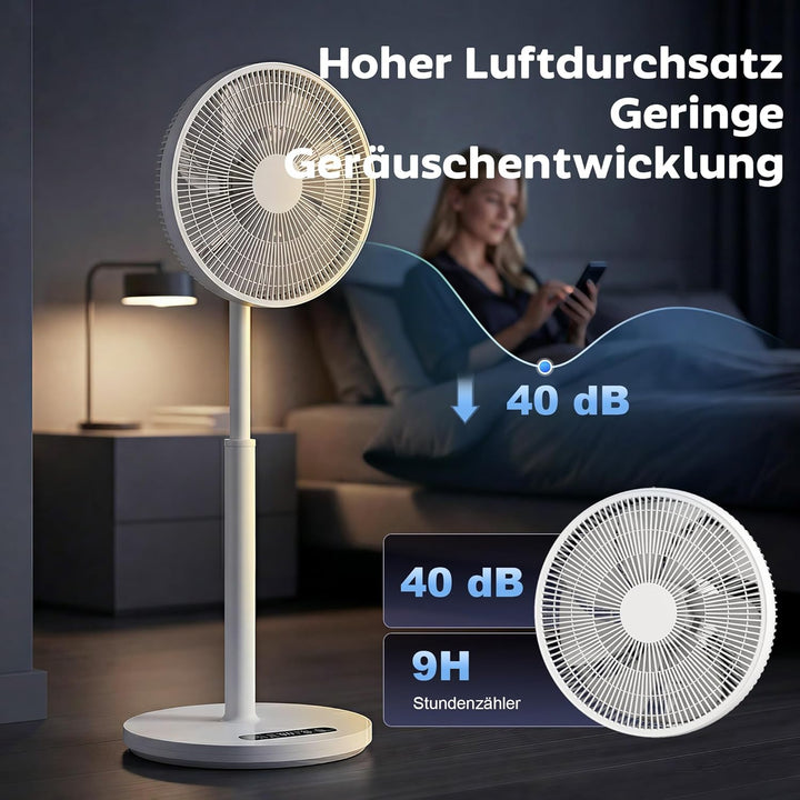 HOMCOM Standventilator, 85-108 cm Höhenverstellbar Bodenventilator mit 12 Geschwindigkeiten, DC Moto