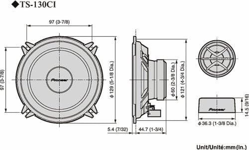 Pioneer TS-130CI – Markenspezifische 2-Wege Komponenten Auto-Lautsprecher (130 Watt, Steckverbinder