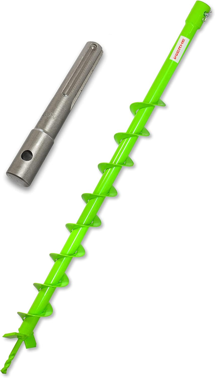 WERHE® Profi Bohrer VollStahl, Erdbohrer für bohrmaschine 60 mm extrem robust mit SDS Max Adapter -