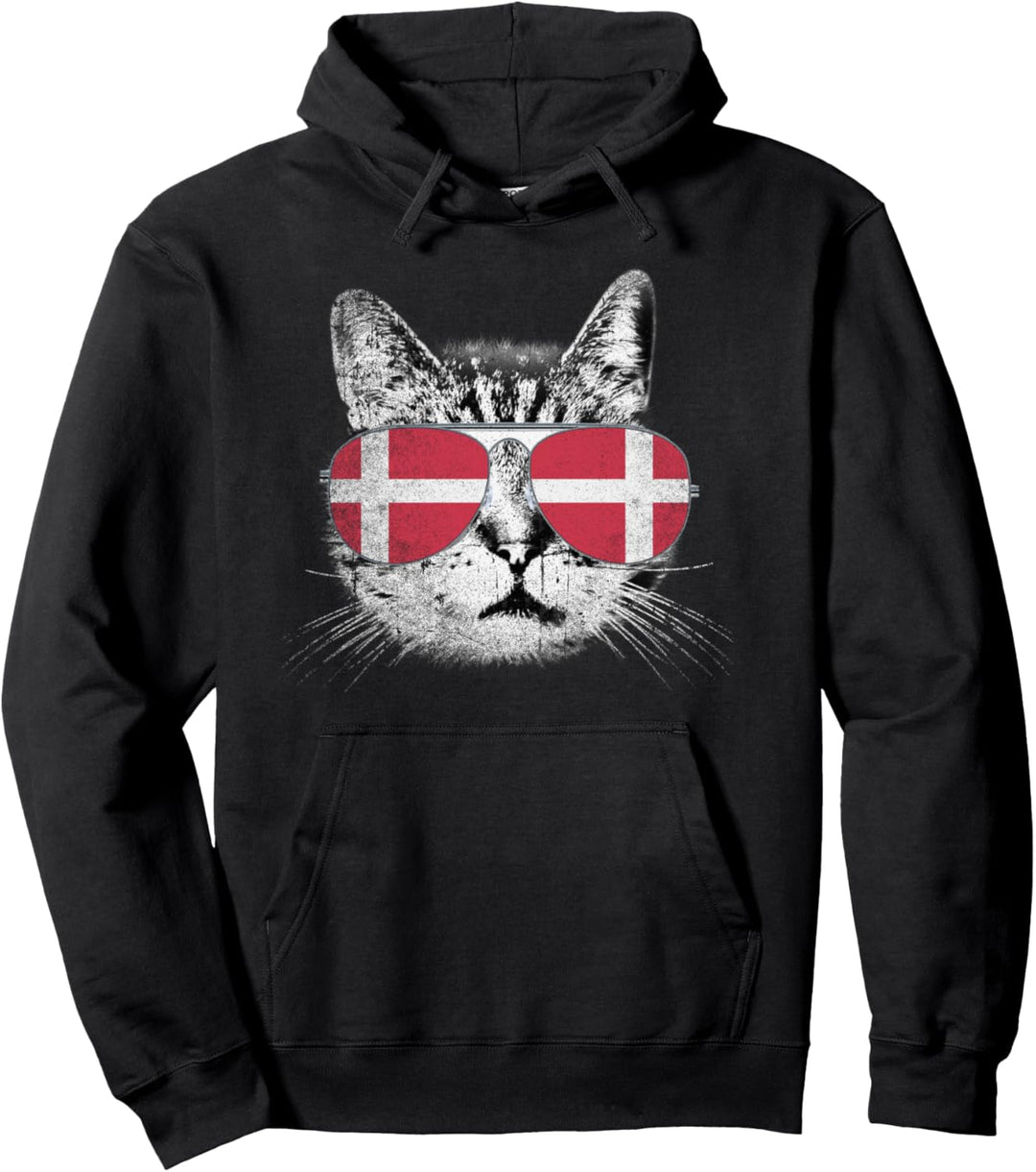Dänemark-Flagge Pride Landhaus Nationalkatze Liebe Pullover Hoodie