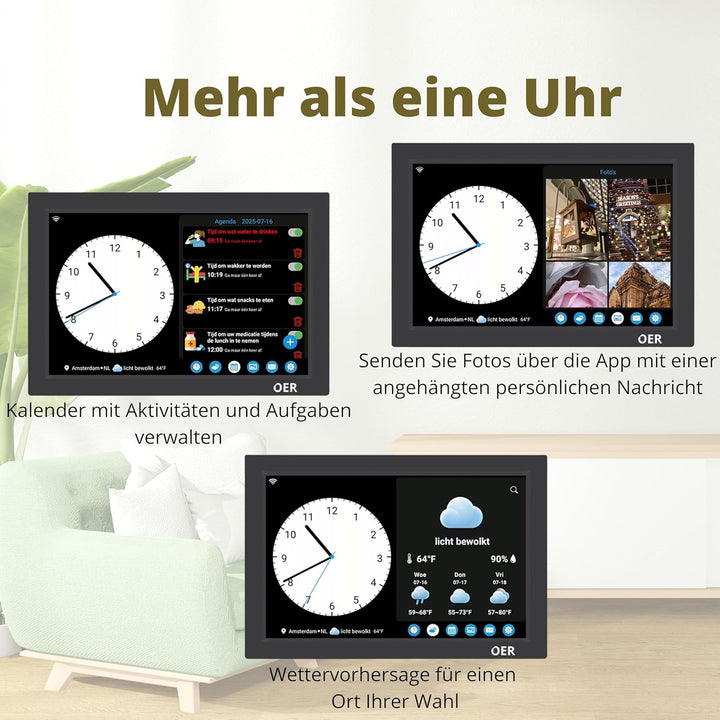 OER Smart Demenzuhr – Verwalten Sie die Agenda über die KOSTENLOSE App – Spricht Uhrzeit und Tagesze