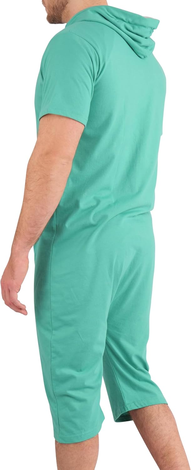 Gennadi Hoppe Jumpsuit Herren mit Zierstreifen, Onesie Herren mit Zwei Taschen, Sportanzug Herren, B