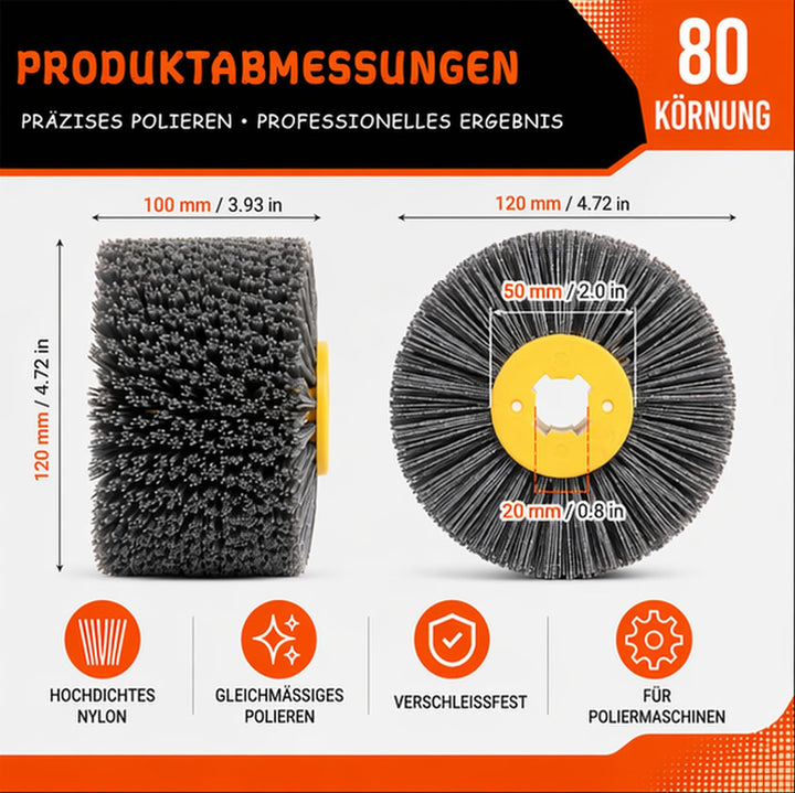 Nylonbürste , Schleifbürsten für Holz 80 Körnung Schleifbürsten , 120x100mm Polierbürste zum Holzver