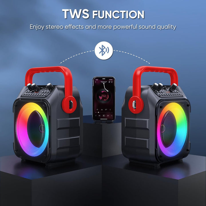 Wowstar Tragbare Karaoke Maschine mit 2 kabellose Mikrofone, Bluetooth Lautsprecher Box für Erwachse