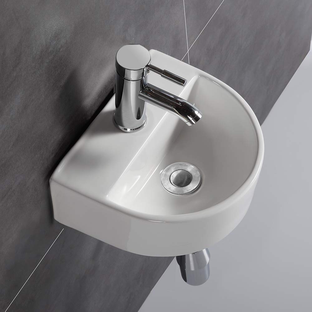 Ovaler Waschtisch, Wandmontage, Keramik-Waschbecken, für kleine Garderoben und Badezimmer