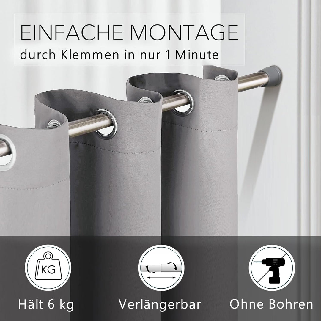 tinycurtains, Türvorhang mit Teleskopstange, einfache Montage in nur 1 Minute ohne Bohren (Türvorhan