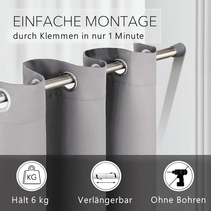 tinycurtains, Türvorhang mit Teleskopstange, einfache Montage in nur 1 Minute ohne Bohren (Türvorhan