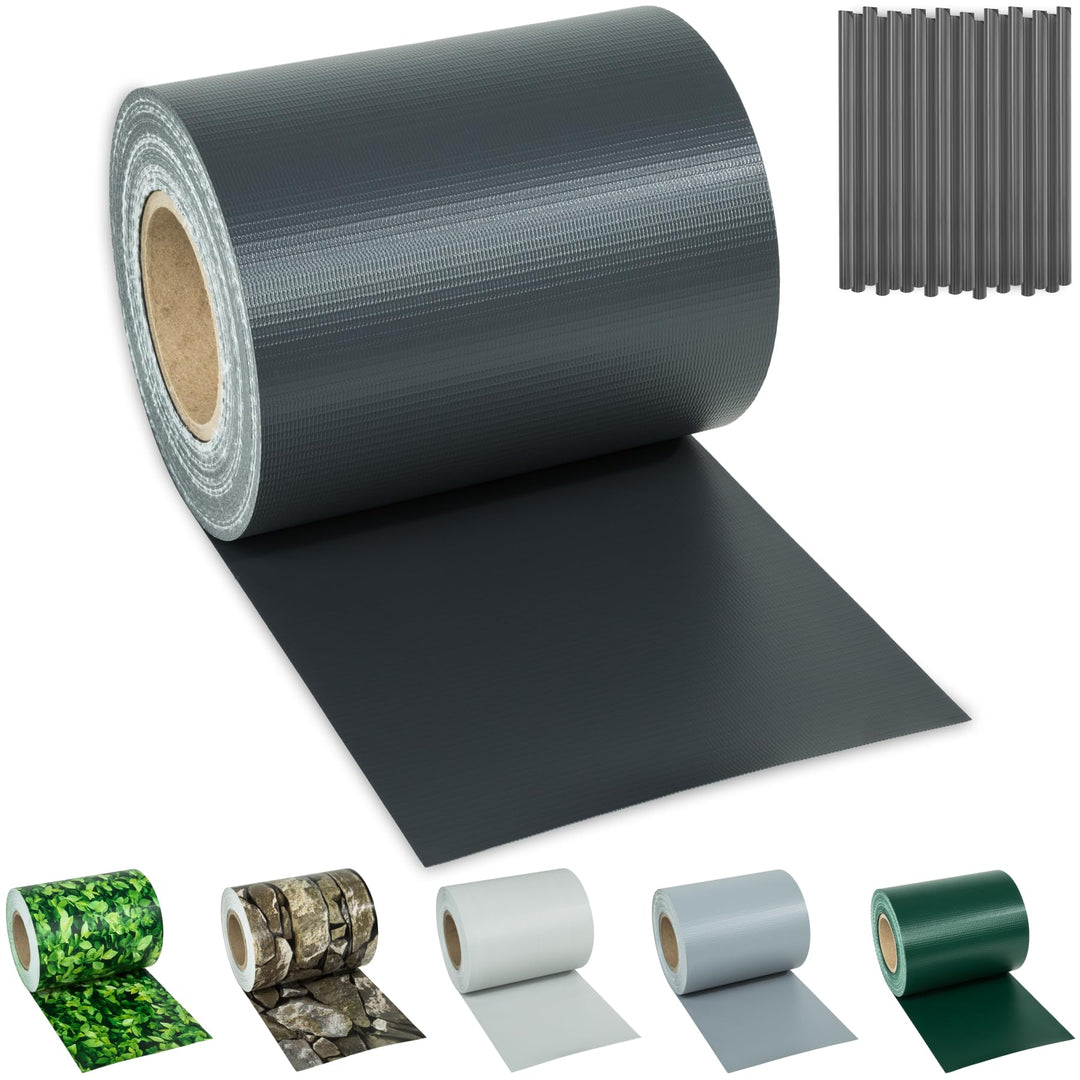 TecTake PVC Sichtschutzfolie Sichtschutzstreifen inkl. Befestigungsclips 450g/m² - Diverse Modelle -