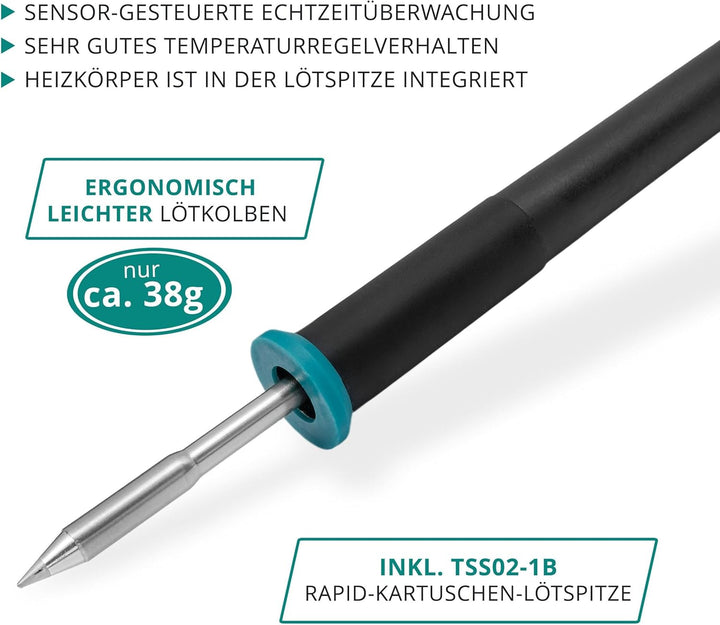 QUICK TS1200 digital regelbare ESD Lötstation 120 Watt inkl. Lötkolben mit 1 mm Rapid-Kartuschen-Löt