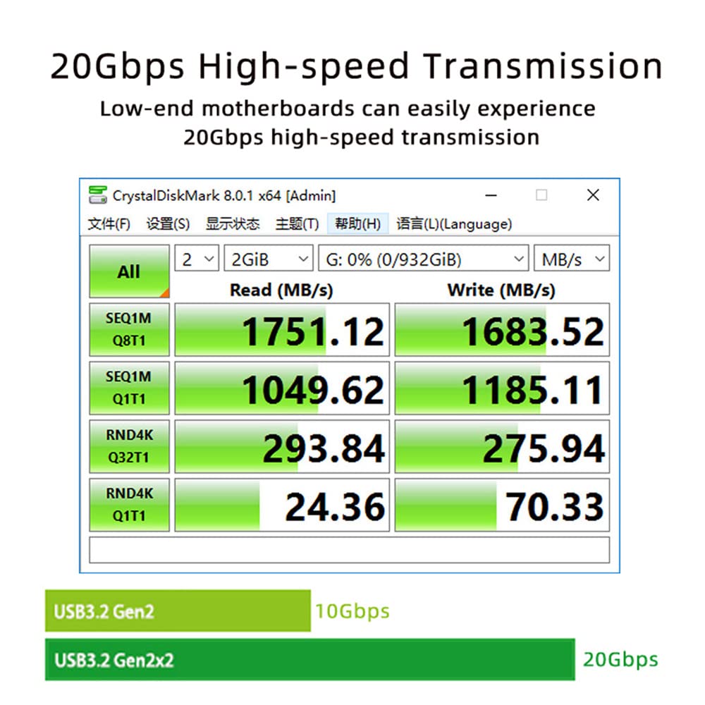 Cablecc USB 3.2 Gen2 Typ-C 20Gbps USB-C auf PCI-E 4X Express Card Adapter für Desktop Motherboard PC