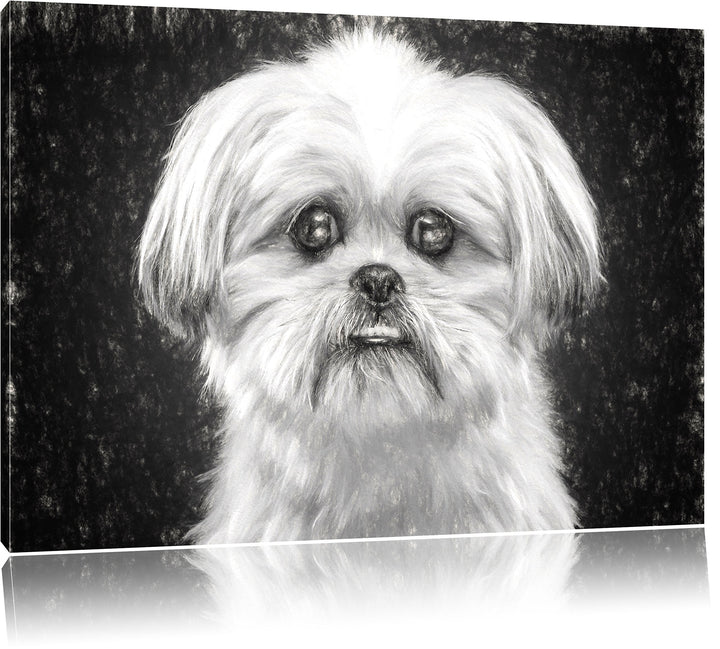 Pixxprint lustiger Kleiner Hund Kunst als Leinwandbild/Grösse: 100x70 / Wandbild/Kunstdruck/fertig b