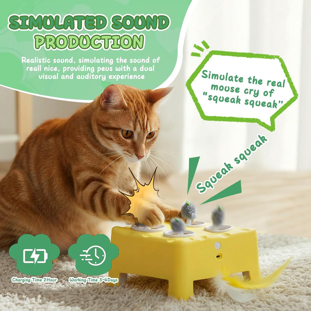 2-in-1 Automatisches Katzenspielzeug, Interaktives Katzenspielzeug, Wiederaufladbares Katzenmaus-Spi