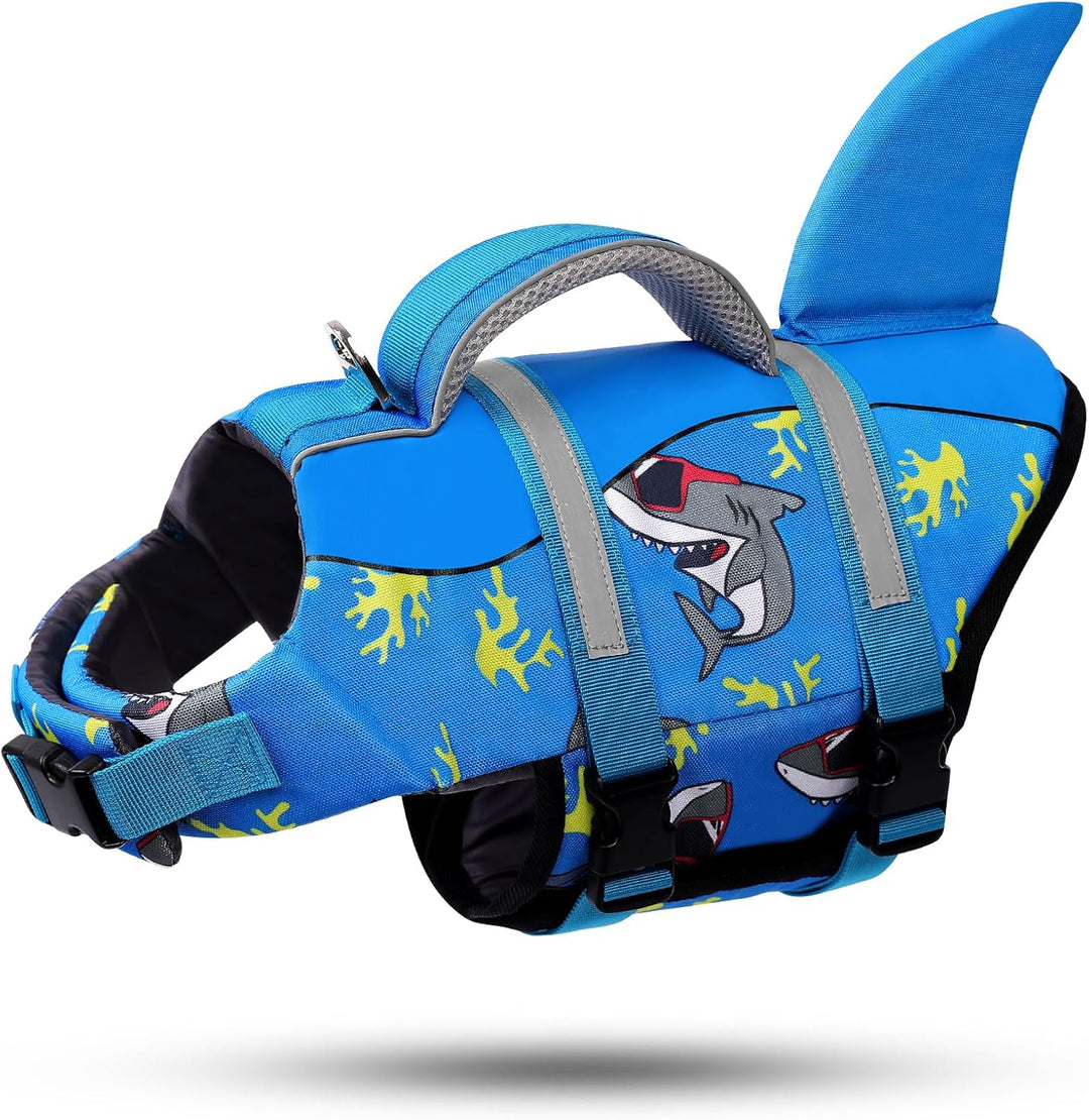 AOFITEE Schwimmweste Hund XS, Verstellbar Hundeschwimmweste Hai, Hoher Auftrieb Klein Hunde Schwimmw