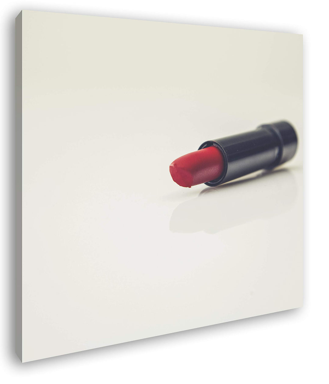 deyoli erotischer roter Lippenstift im Format: 70x70 als Leinwandbild, Motiv fertig gerahmt auf Echt