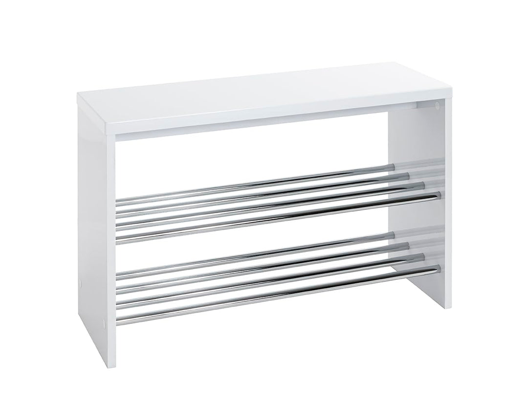 HAKU Möbel Schuhbank, MDF, weiss-chrom, B 81 x T 30 x H 55 cm B 81 x T 30 x H 55 Weiss-chrom, B 81 x
