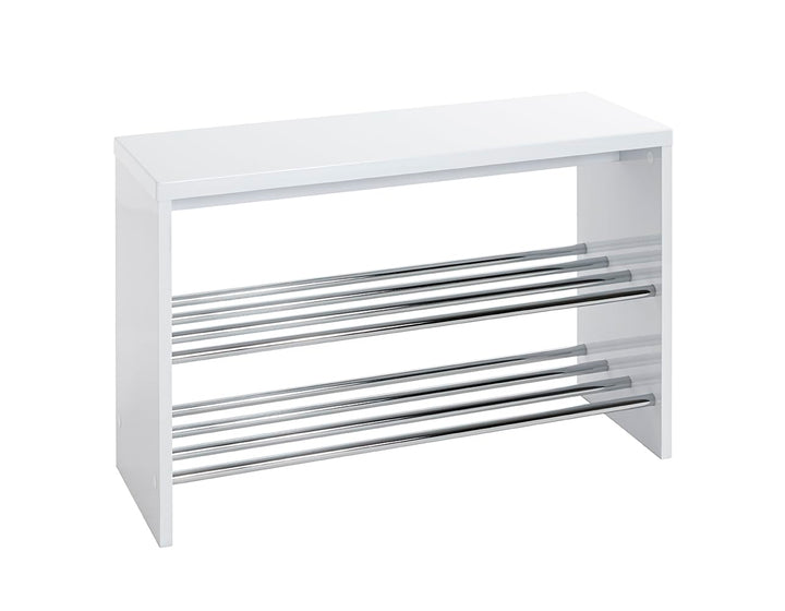 HAKU Möbel Schuhbank, MDF, weiss-chrom, B 81 x T 30 x H 55 cm B 81 x T 30 x H 55 Weiss-chrom, B 81 x