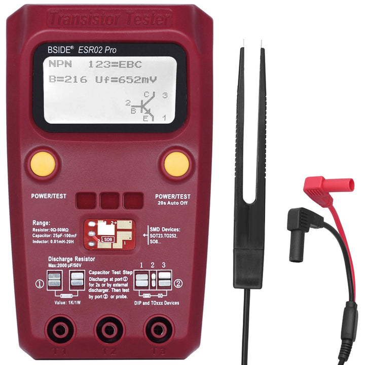 BSIDE ESR02 Pro Transistor-Prüfgerät, SMD-Komponenten-Tester, Mega328, NPN/PNP, Diode, Widerstand, I