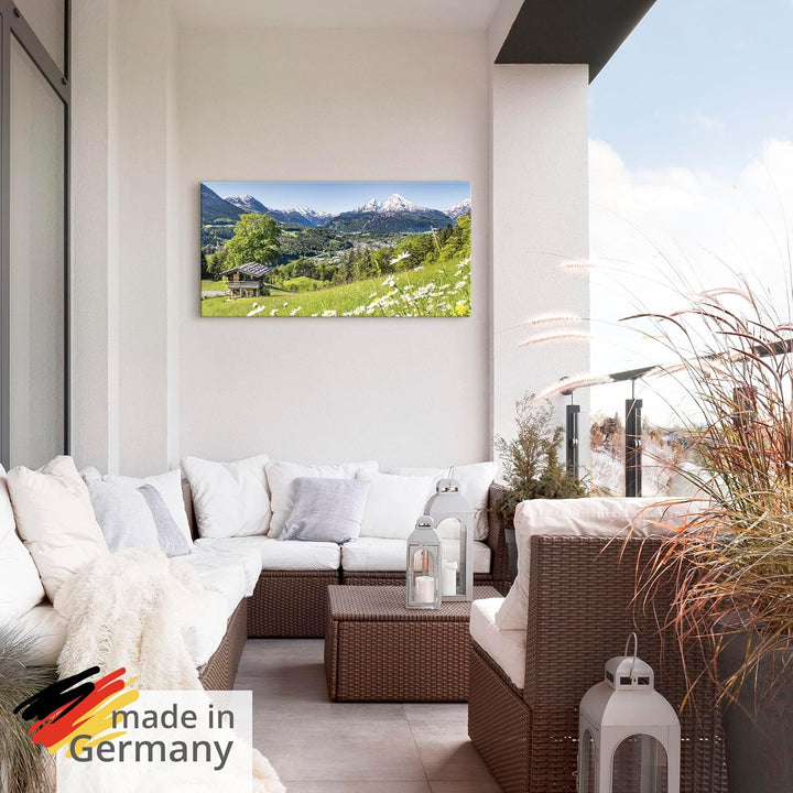 ARTland Wandbild Alu Verbundplatte für Innen & Outdoor Bild 60x30 cm Alpen Landschaft Berge Wald Geb