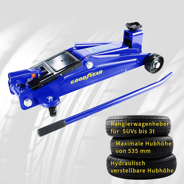 GOODYEAR 10640 Rangierwagenheber 3 Tonnen für SUVs und Geländewagen, Blau/Schwarz, Rangierwagenheber