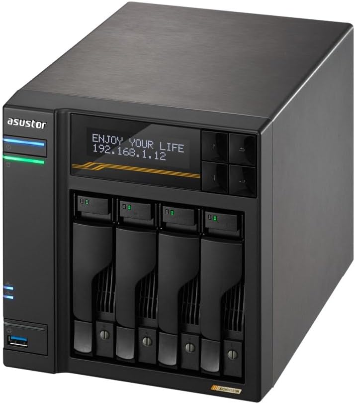 Asustor Lockerstor 4 Gen3 AS6804T, 4 Bay NAS Netzwerkspeicher, AMD Ryzen Quad-Core 2.3 GHz, 16GB RAM