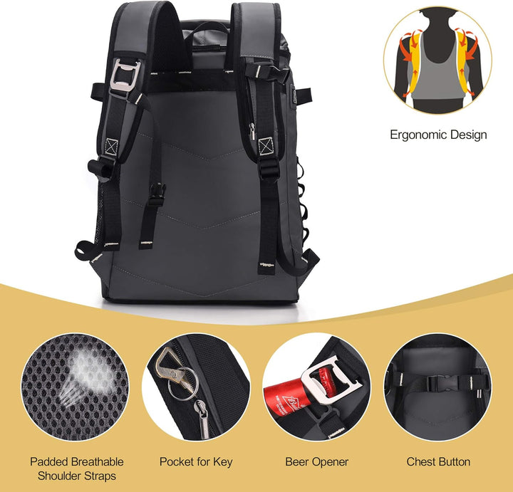 Upeelif Kühlrucksack 30L mit Picknickdeck Befestigungsband, Wasserdichter Picknickrucksack Kühltasch