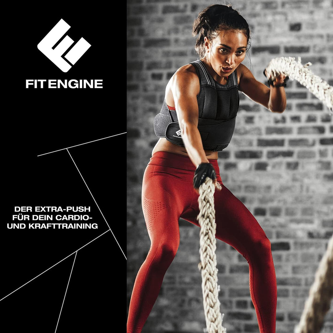 FitEngine Gewichtsweste, Herausnehmbare Gewichte - bis zu 10 bzw. 20 kg, Mit 36 Sandsäcken à 540g, f