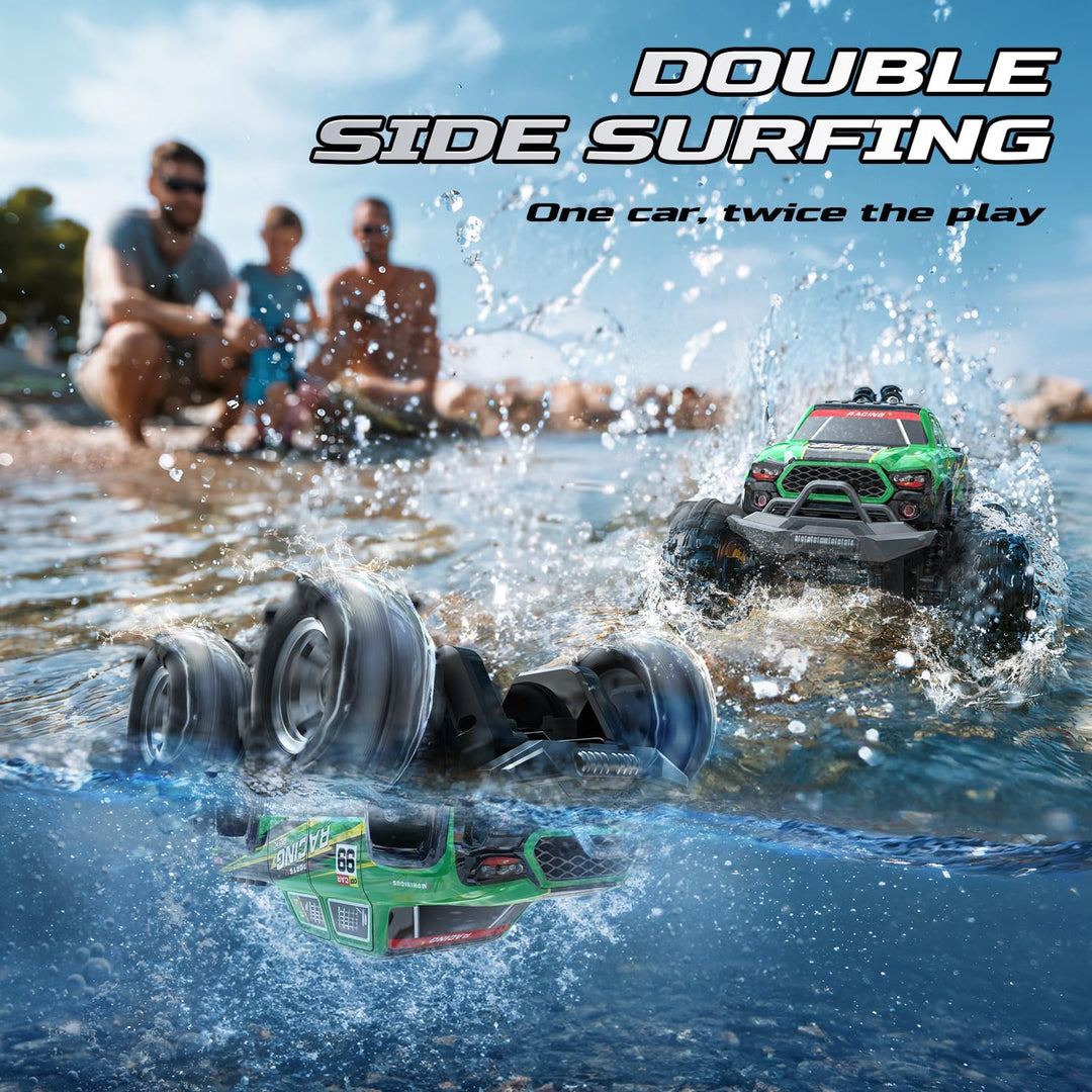 DEERC Amphibischer RC-Monstertruck/Boot, IPX7 wasserdichtes ferngesteuertes Auto mit Gestensteuerung