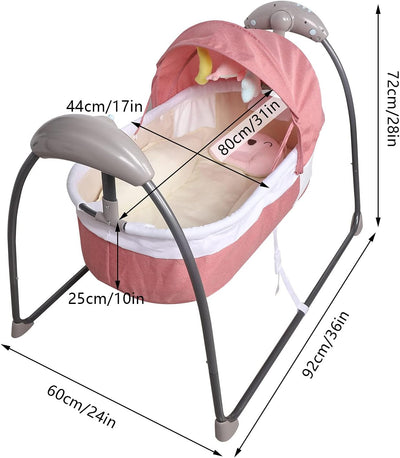 Aohuada Elektrische Babywippe, Babybett Wiege, Automatische Babyschaukel, Babywiege Wippen, Bluetoot