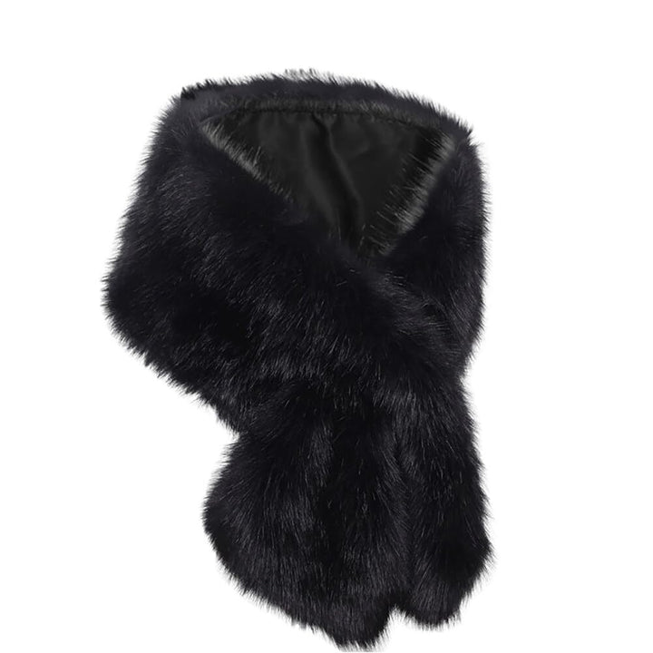 ISAKEN Damen Kunstfell Schals Braut Hochzeit Kunstpelz Schal Wrap Schwarz Braut Pelz Schal Stola Fur