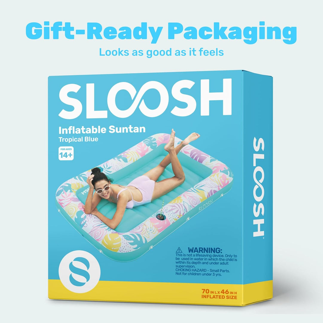 SLOOSH Aufblasbare Tanning Pool, 70" x 46"/ 85" x 57" Grosse aufblasbarer Luftmatratze für Erwachsen